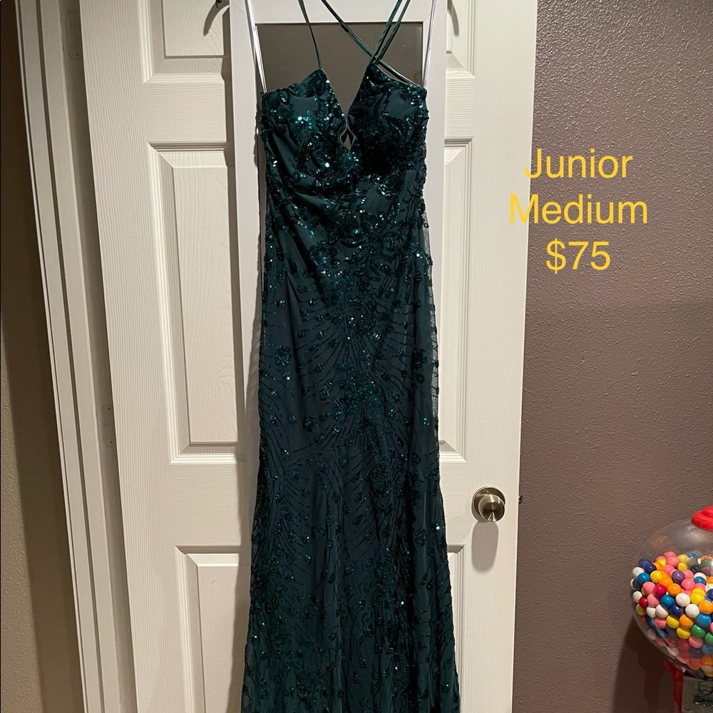 Dark green formal dress with sequins